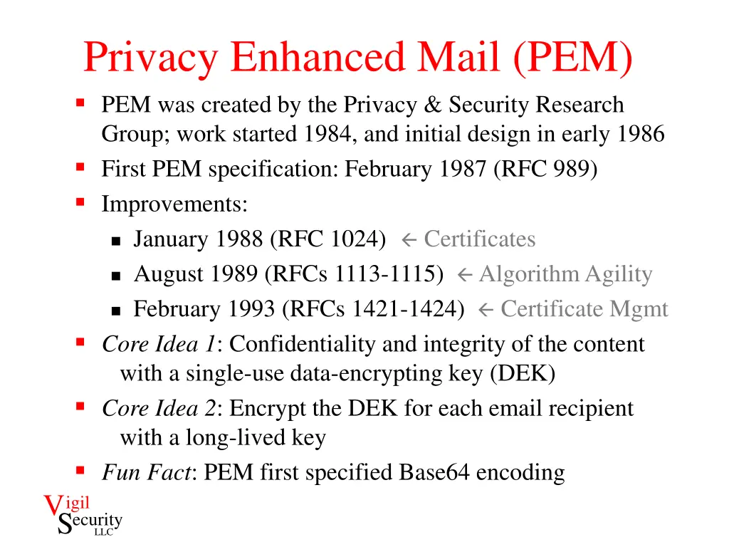privacy enhanced mail pem pem was created