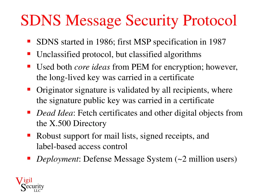 sdns message security protocol