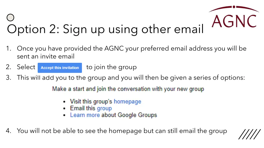option 2 sign up using other email