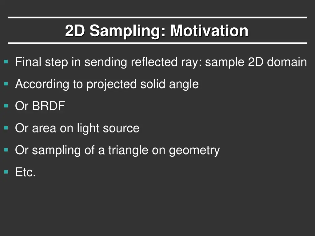 2d sampling motivation