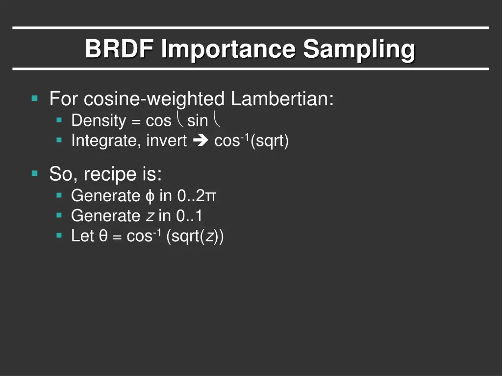 brdf importance sampling 1