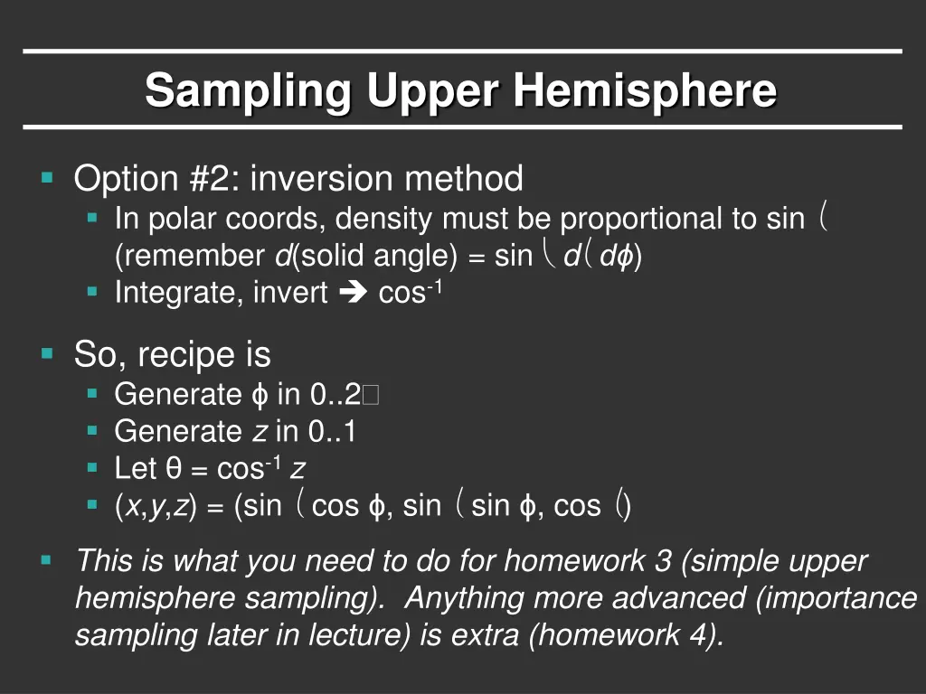 sampling upper hemisphere 1