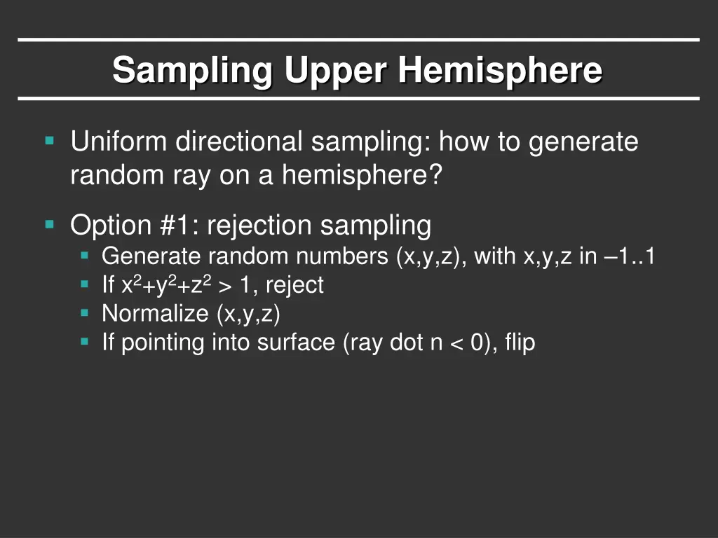 sampling upper hemisphere