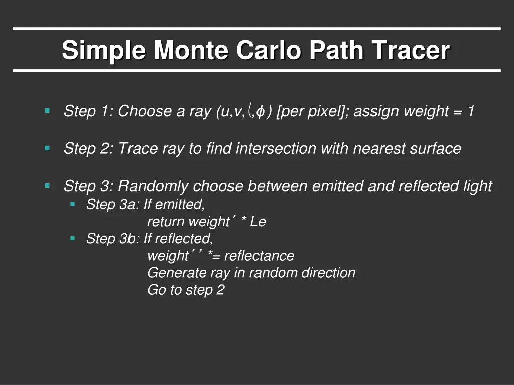simple monte carlo path tracer