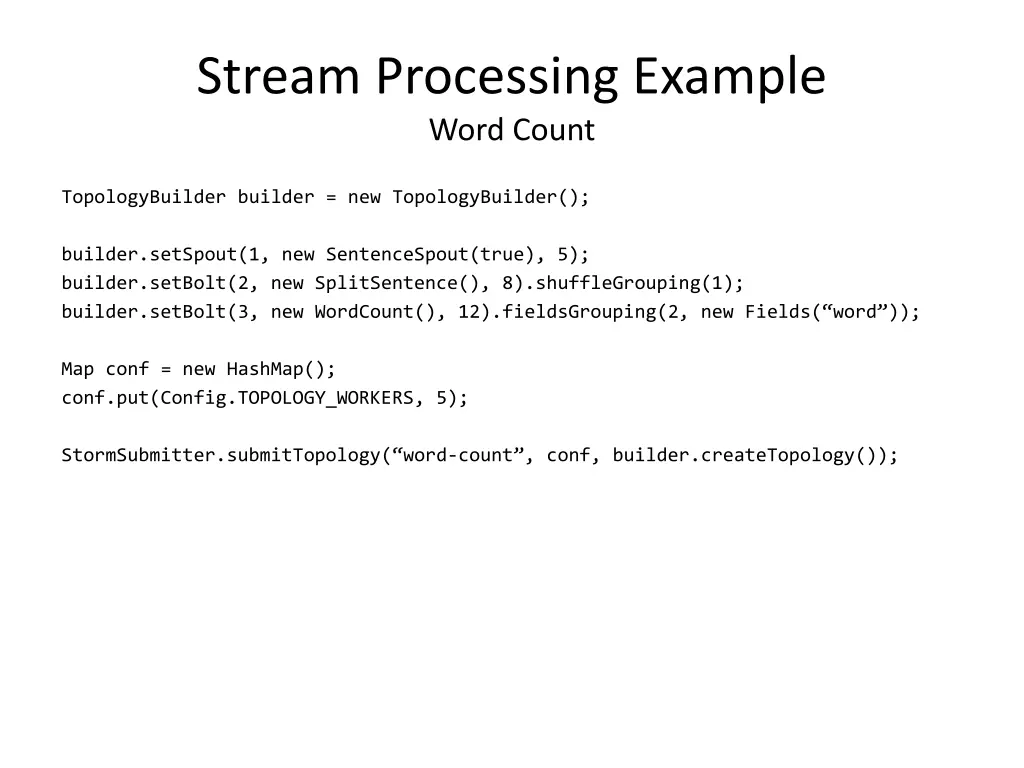 stream processing example word count