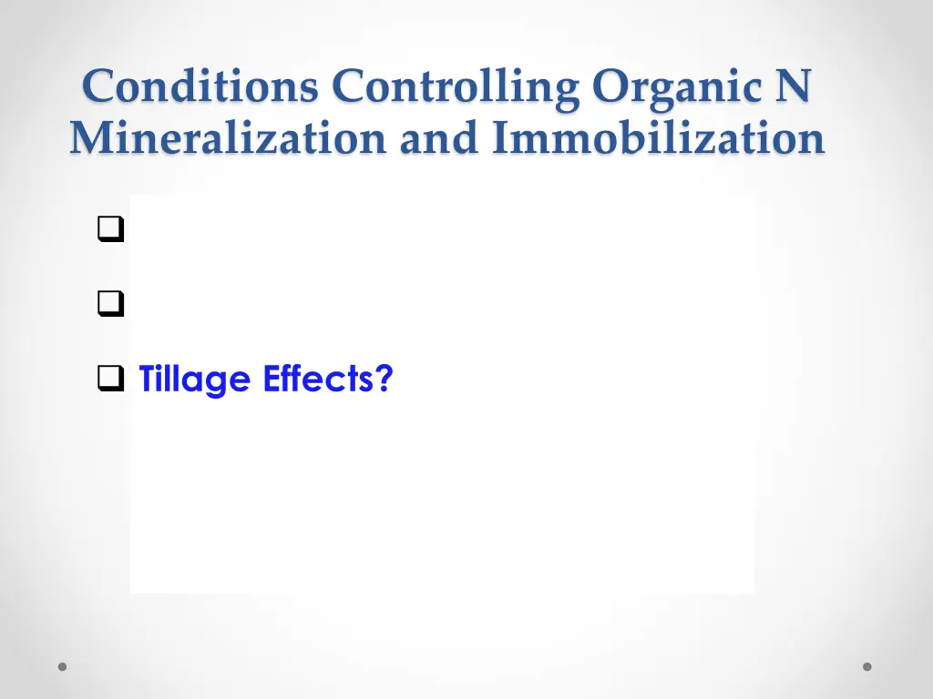 conditions controlling organic n mineralization 2