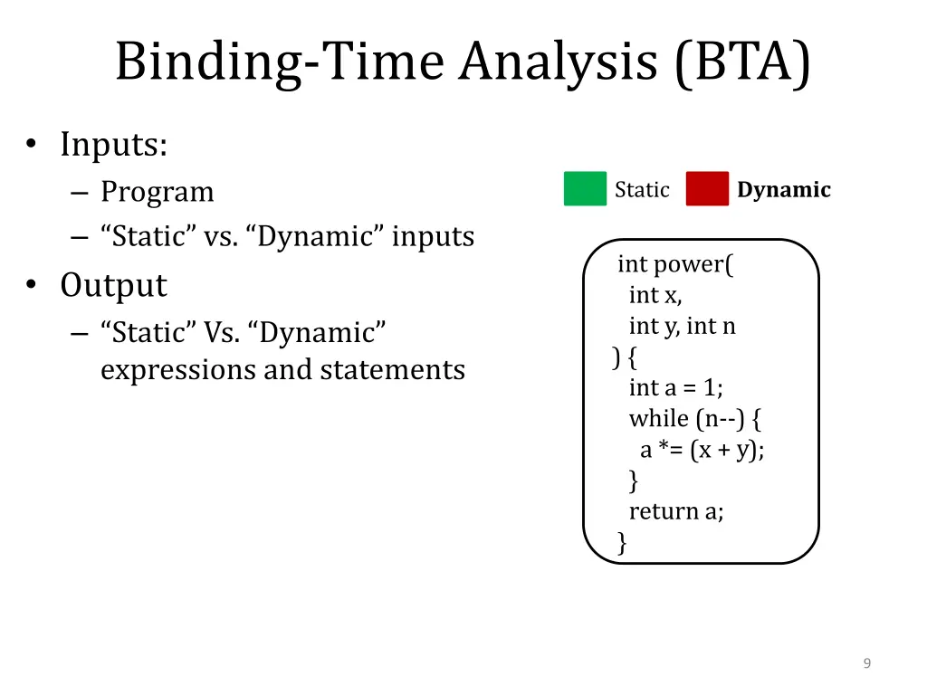 binding time analysis bta 1
