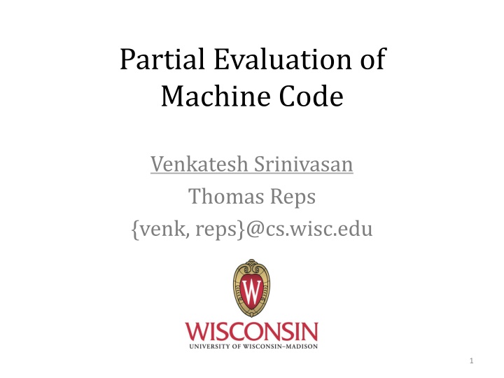 partial evaluation of machine code