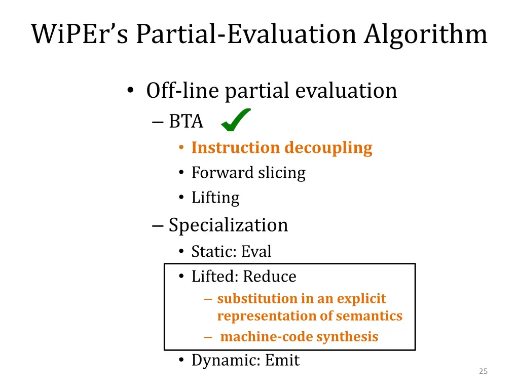 wiper s partial evaluation algorithm 1