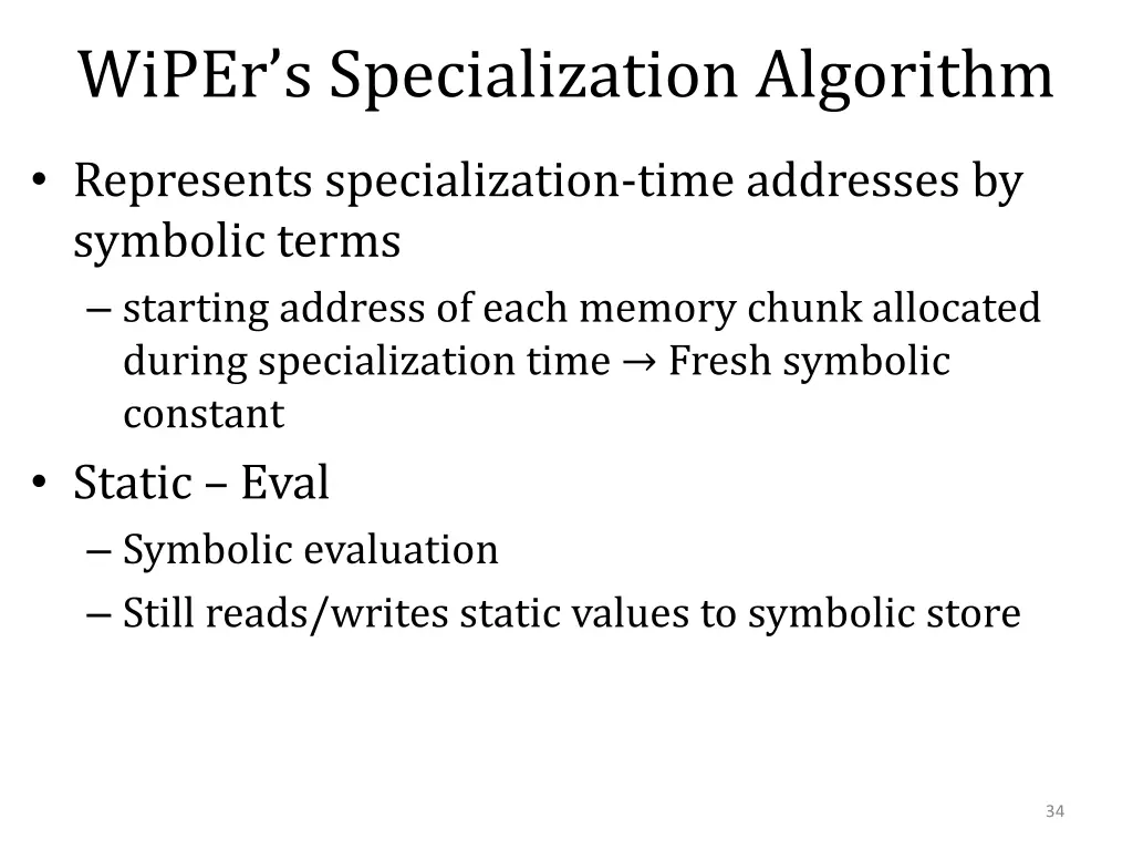 wiper s specialization algorithm