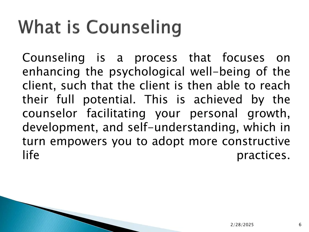 counseling is a process that focuses on enhancing