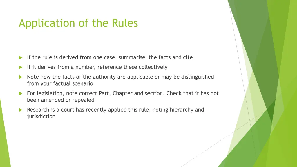 application of the rules 1
