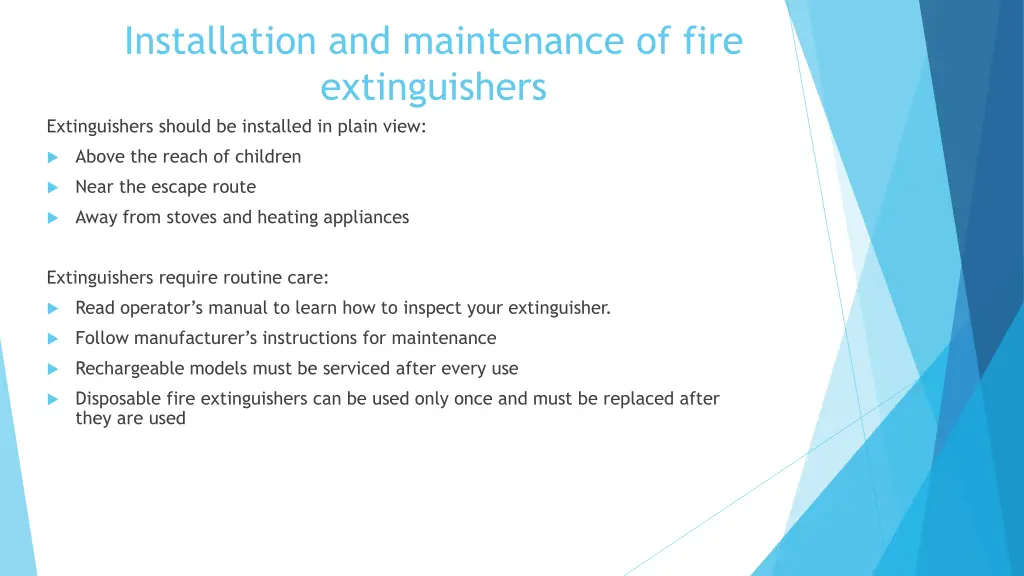 installation and maintenance of fire