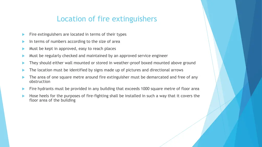 location of fire extinguishers