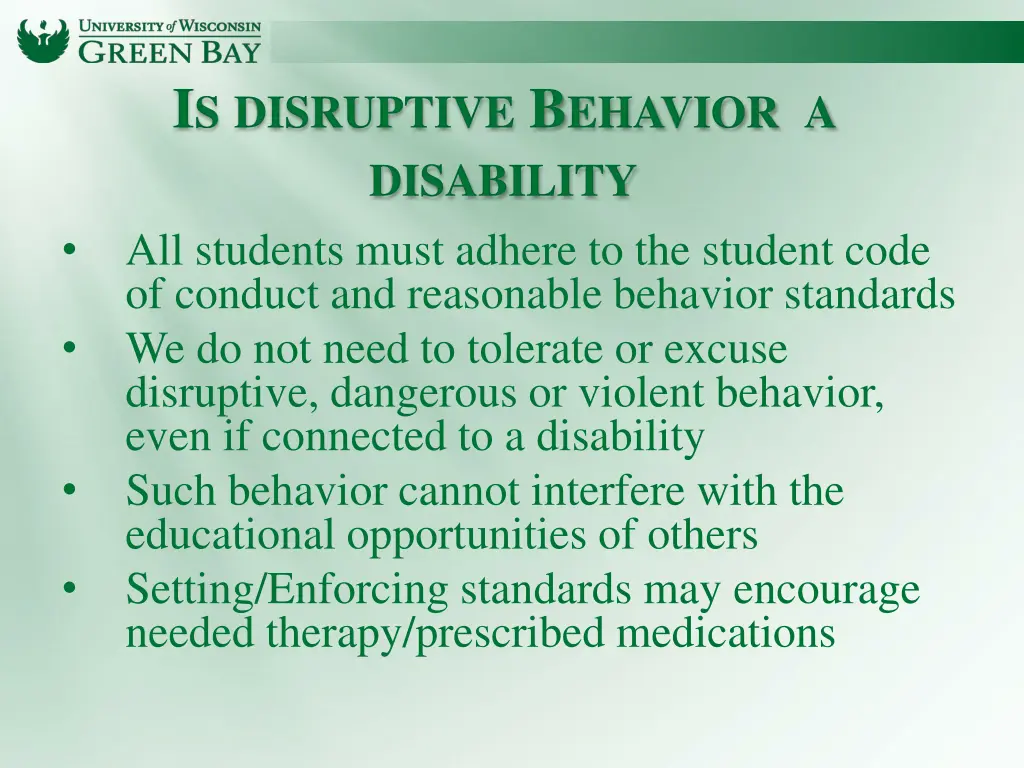 i s disruptive b ehavior a disability