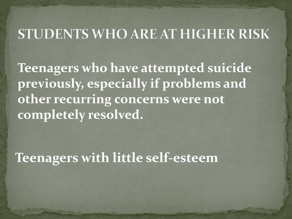students who are at higher risk