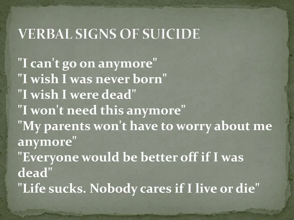 verbal signs of suicide