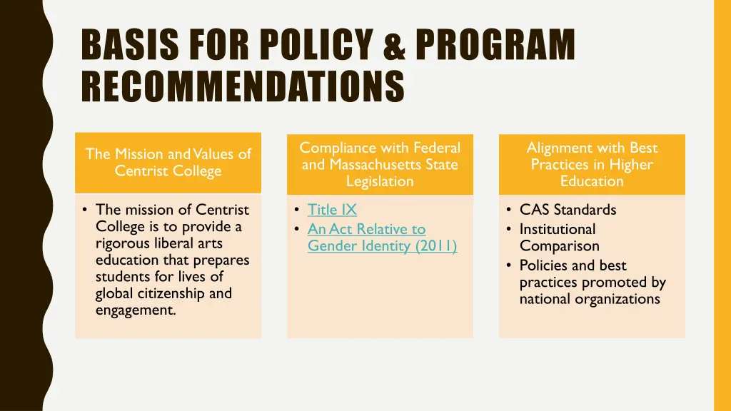basis for policy program recommendations
