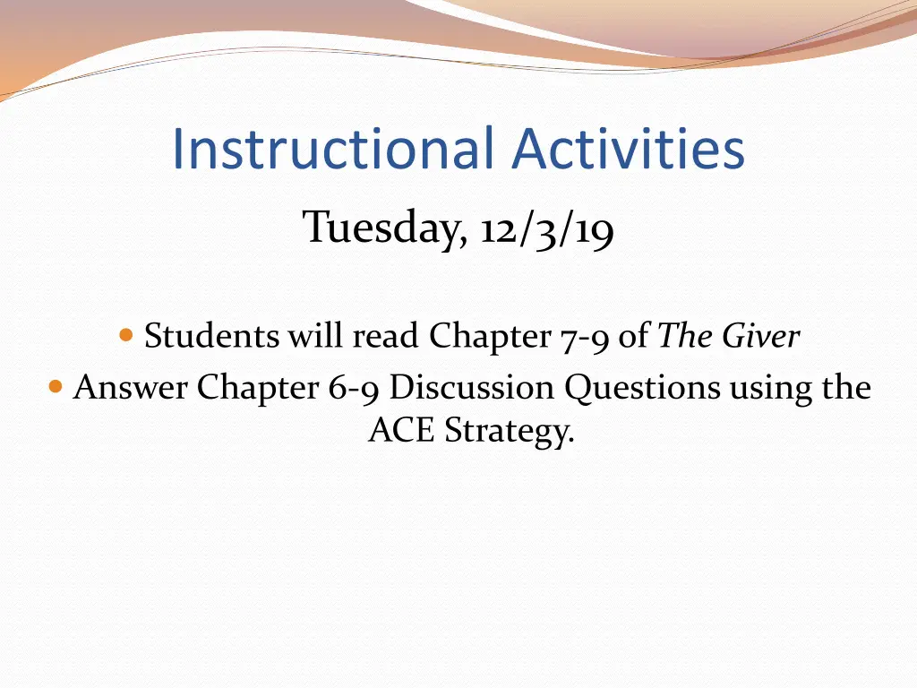 instructional activities tuesday 12 3 19