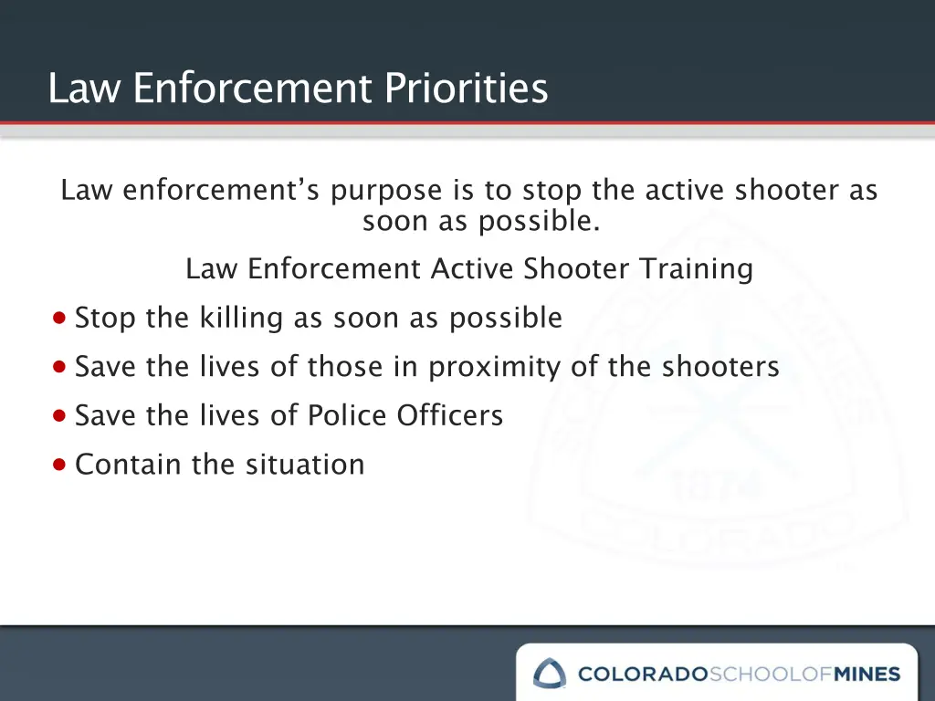 law enforcement priorities