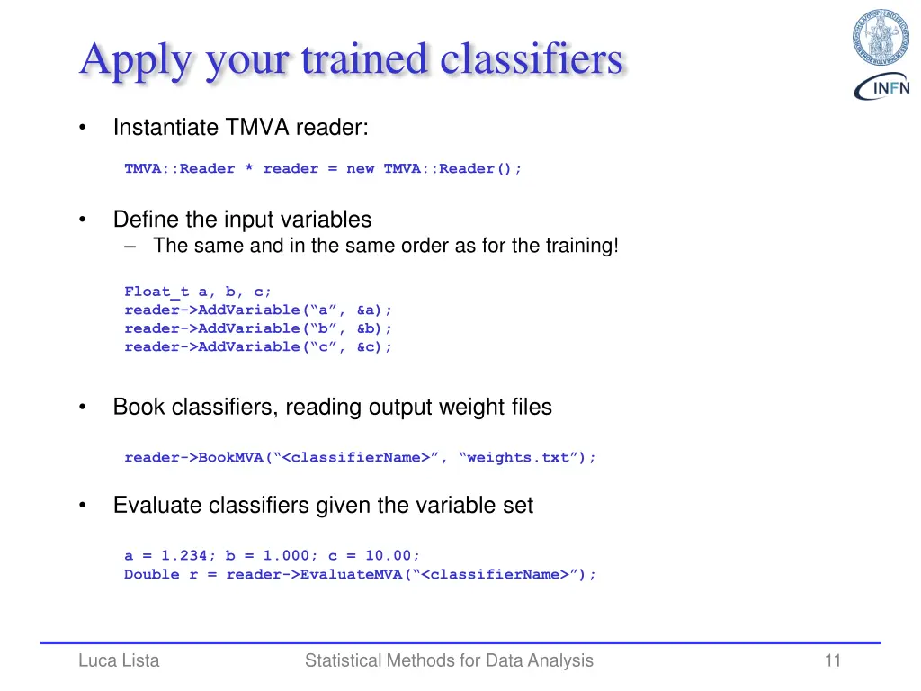 apply your trained classifiers