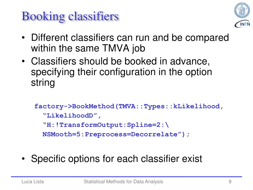 booking classifiers