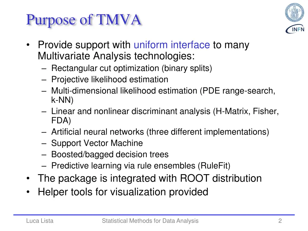 purpose of tmva