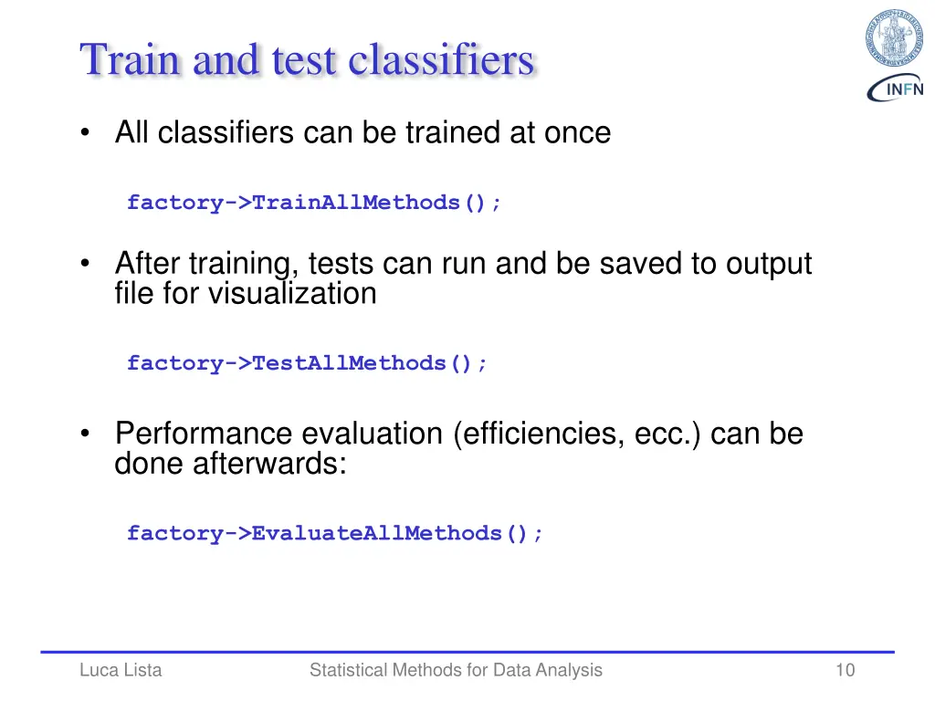 train and test classifiers