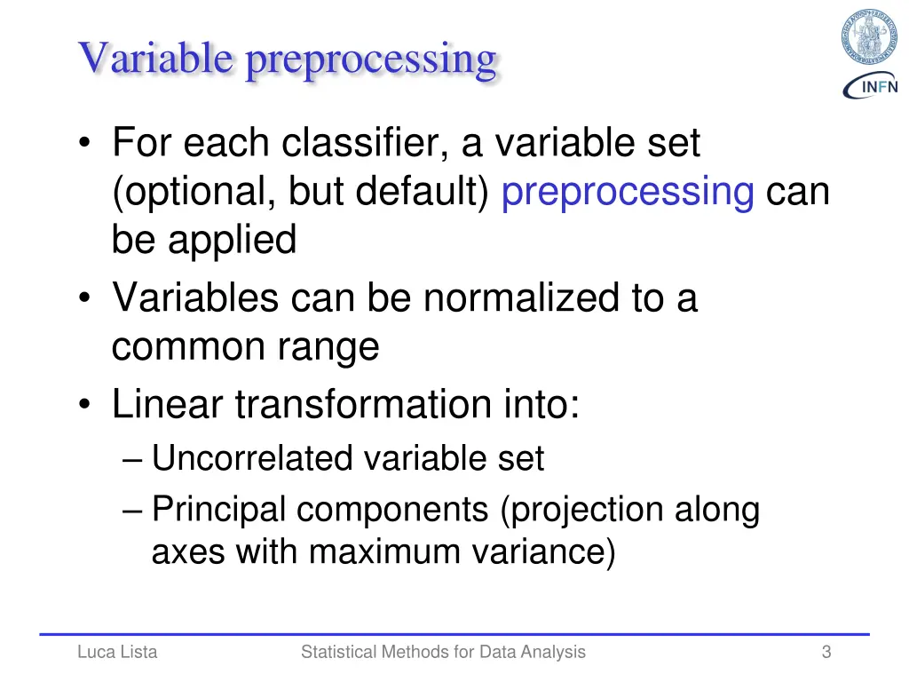 variable preprocessing
