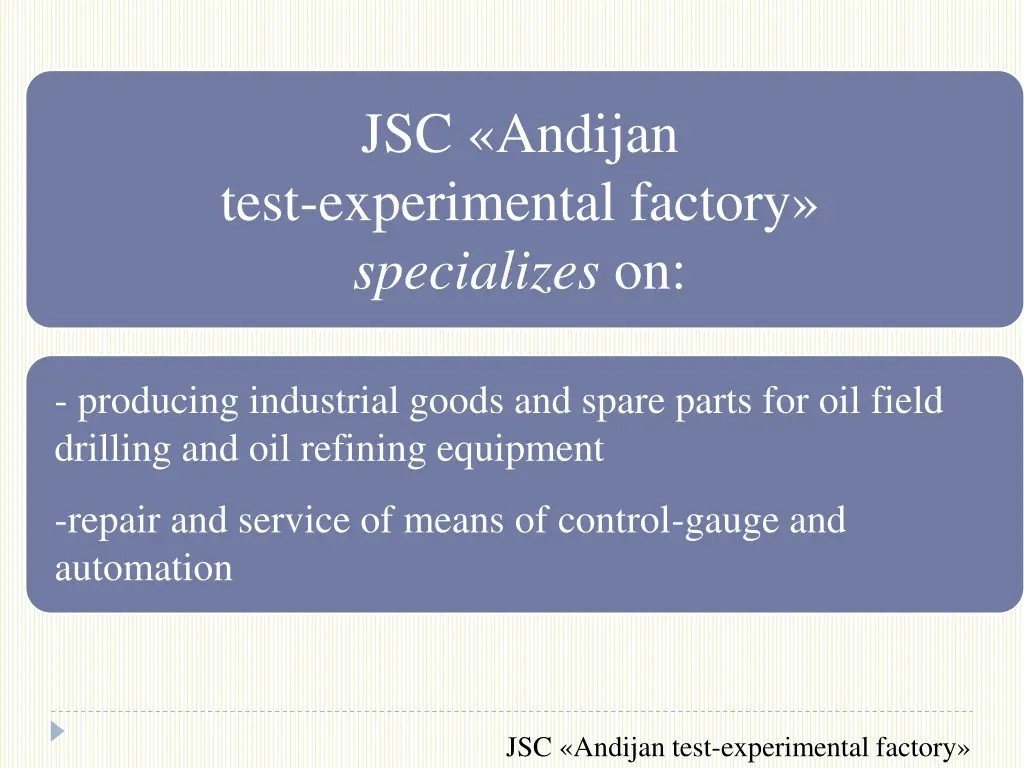 jsc andijan test experimental factory