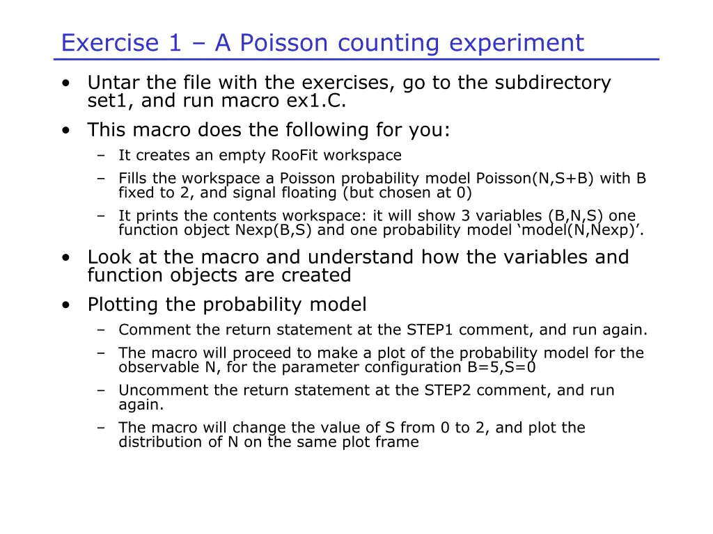 exercise 1 a poisson counting experiment