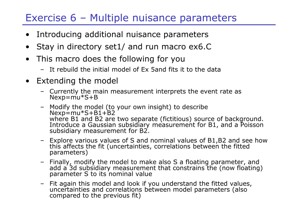 exercise 6 multiple nuisance parameters