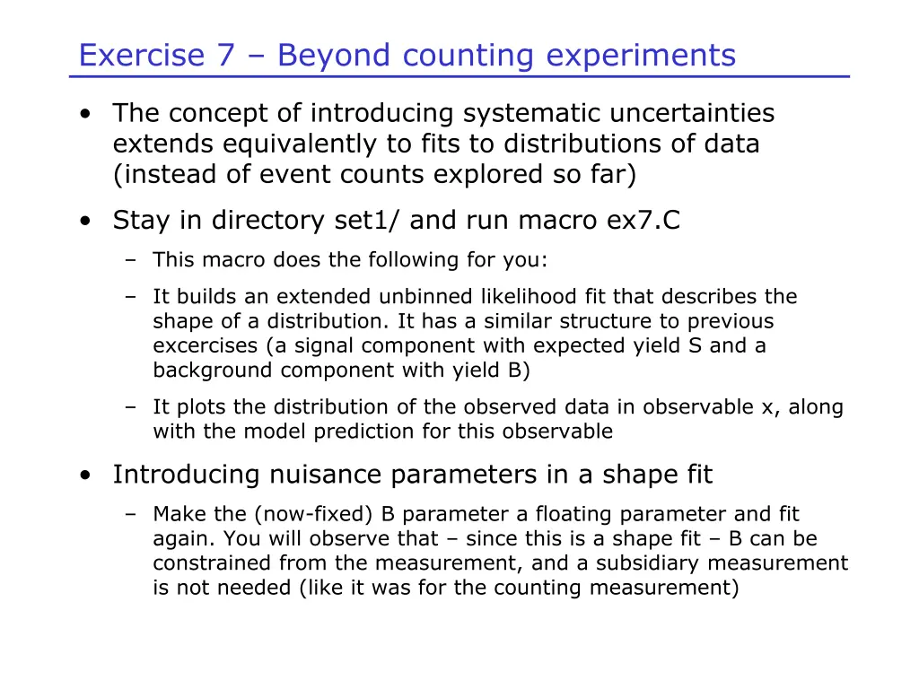 exercise 7 beyond counting experiments