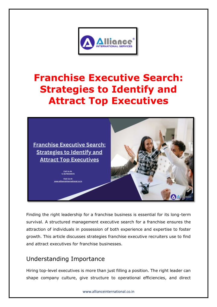 franchise executive search strategies to identify