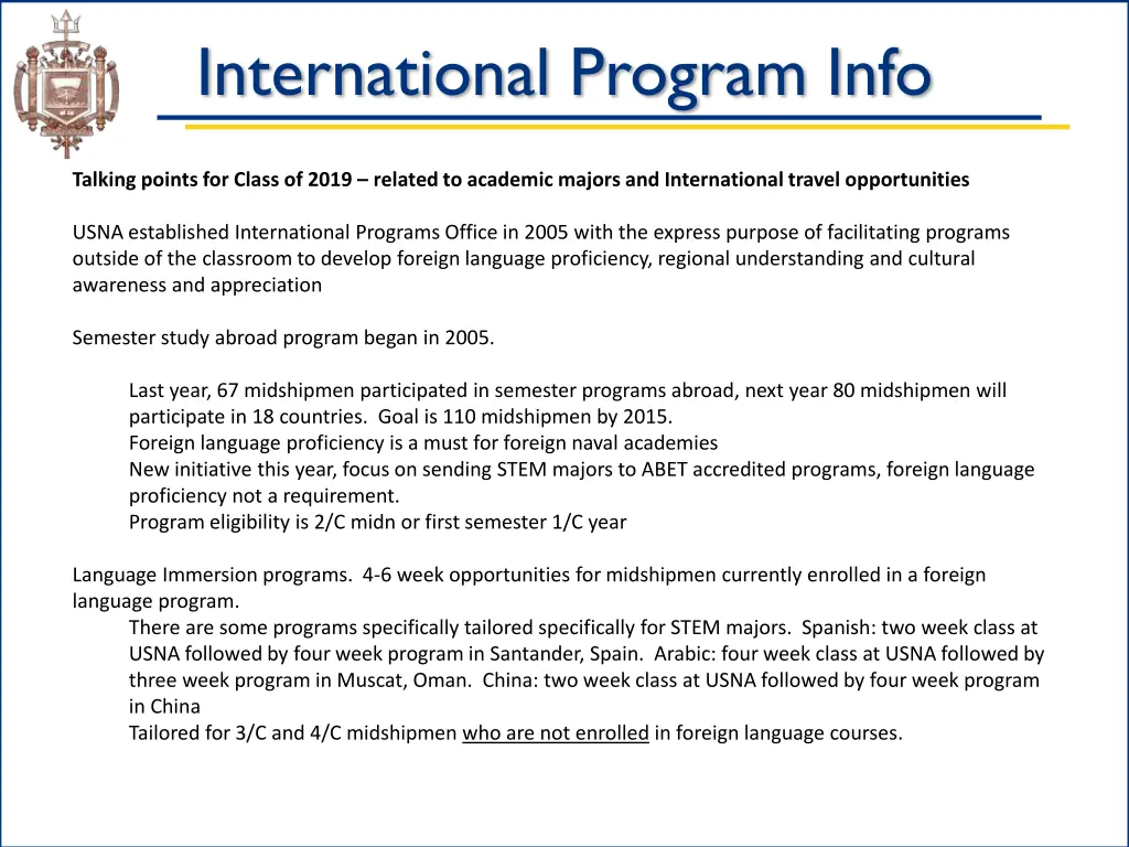 international program info