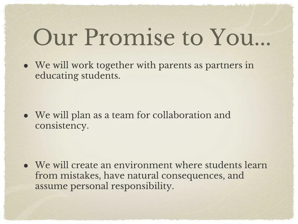 our promise to you