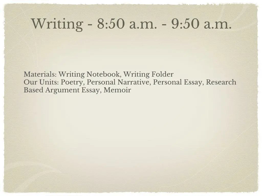 writing 8 50 a m 9 50 a m