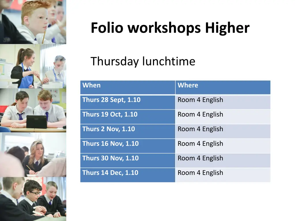 folio workshops higher