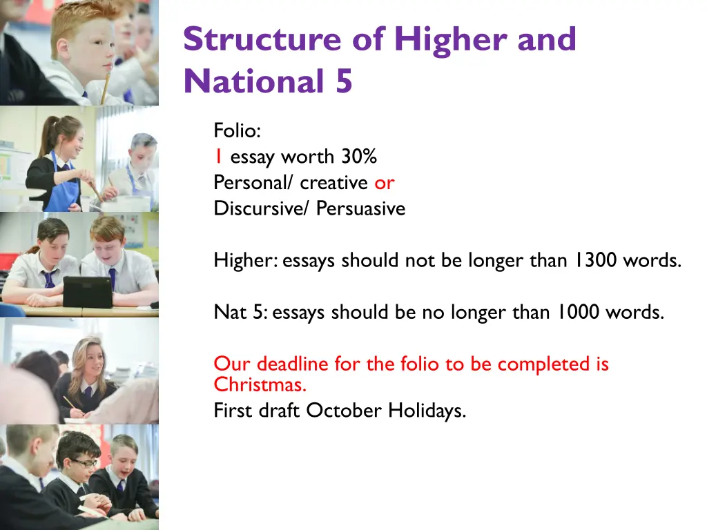 structure of higher and national 5