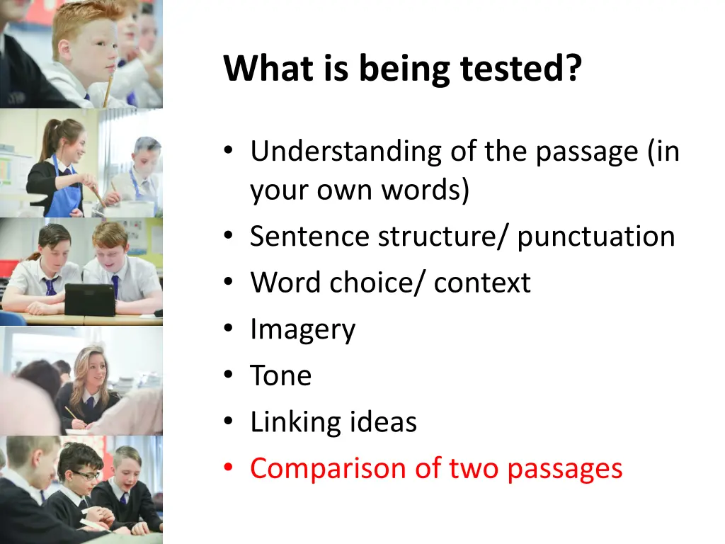 what is being tested