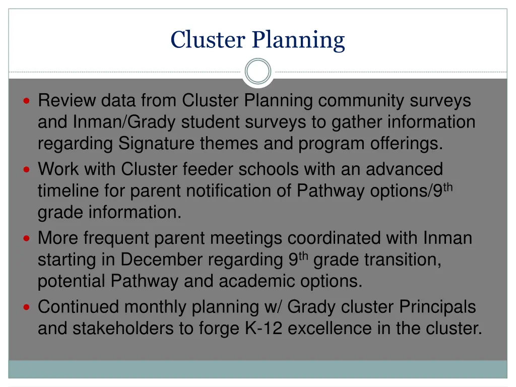 cluster planning