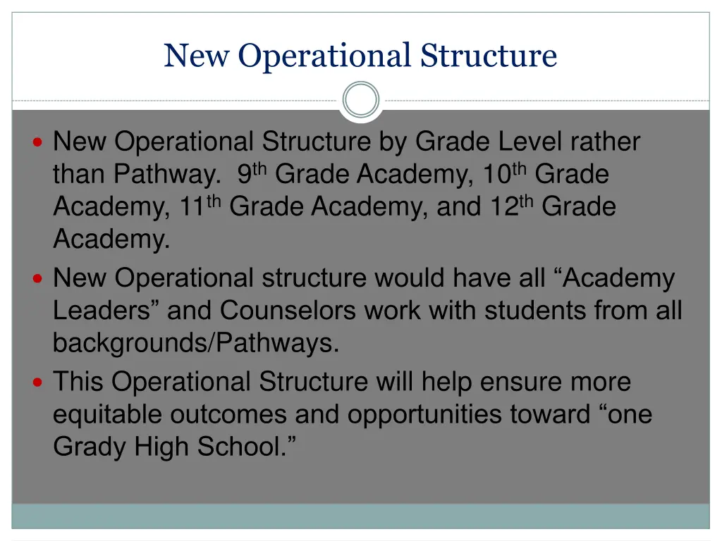 new operational structure