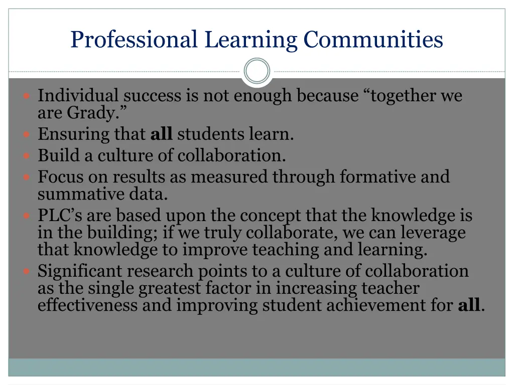 professional learning communities