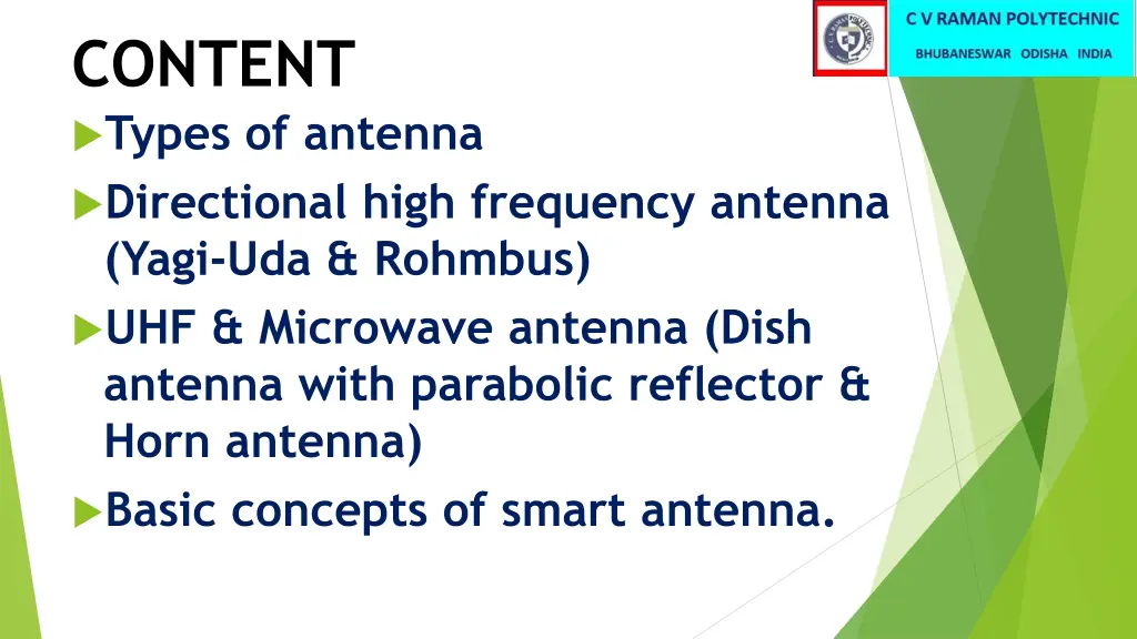 content types of antenna directional high