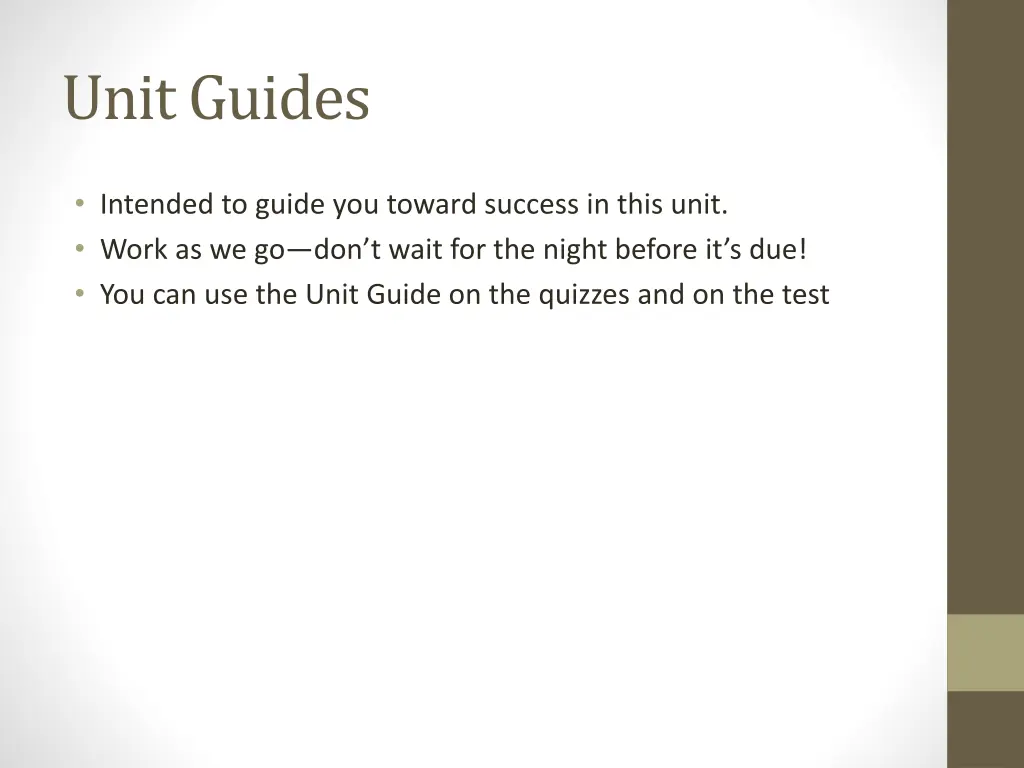 unit guides