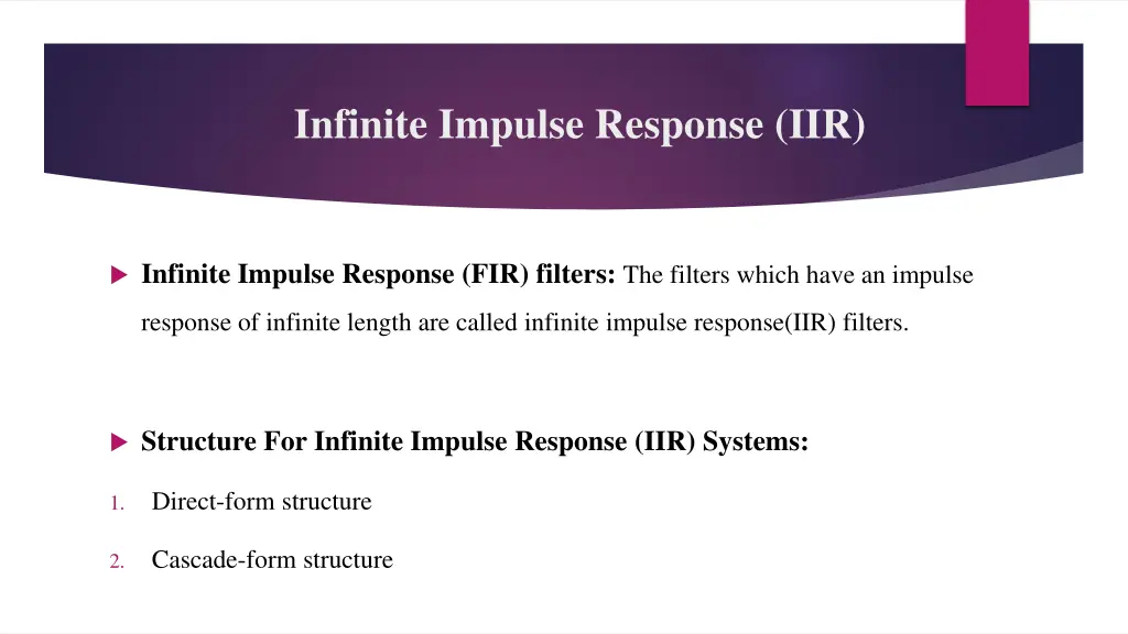 infinite impulse response iir