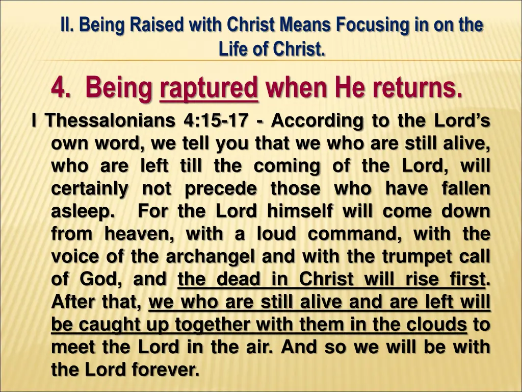 ii being raised with christ means focusing 6