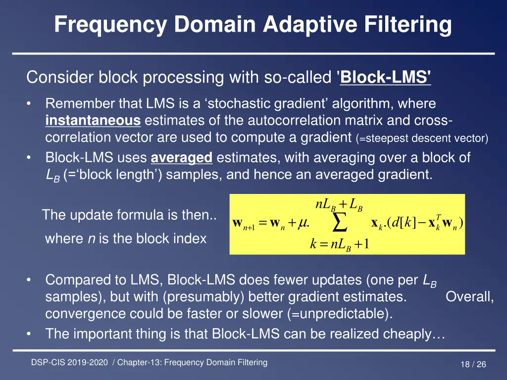 frequency domain adaptive filtering 1