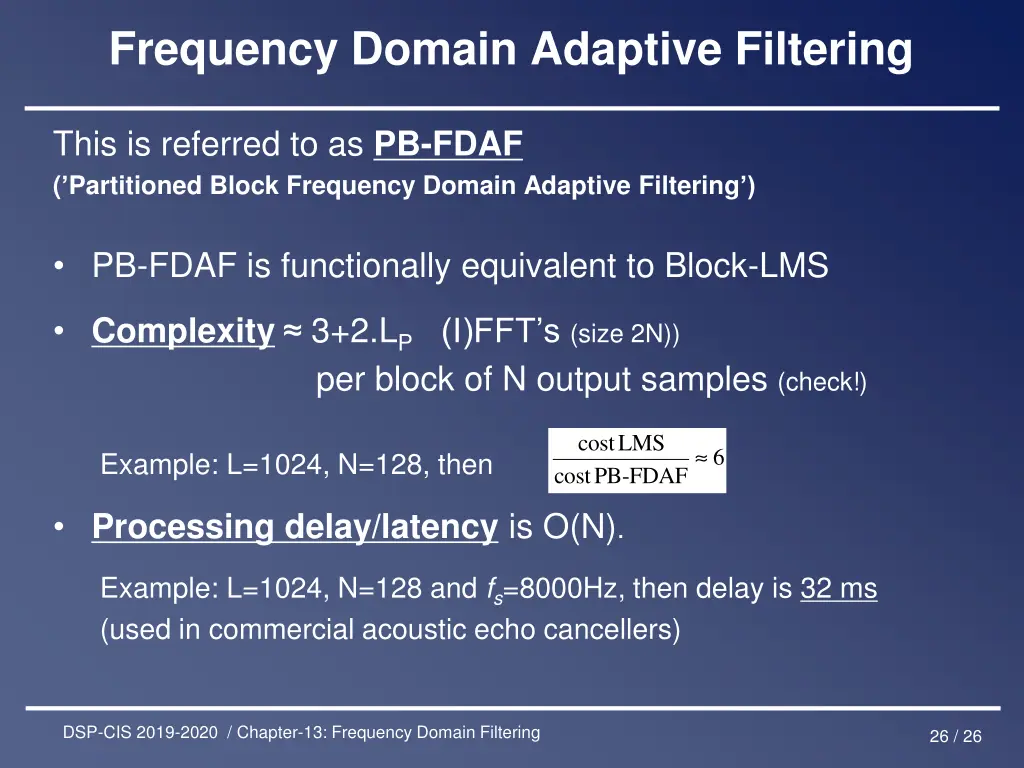 frequency domain adaptive filtering 9
