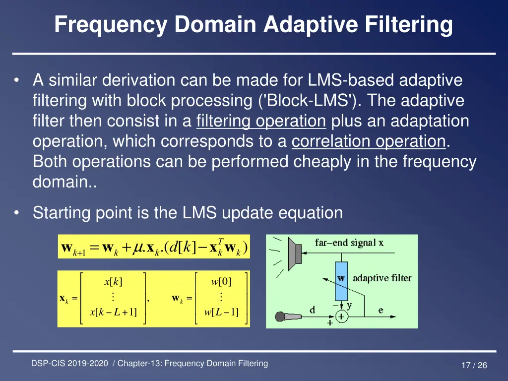 frequency domain adaptive filtering